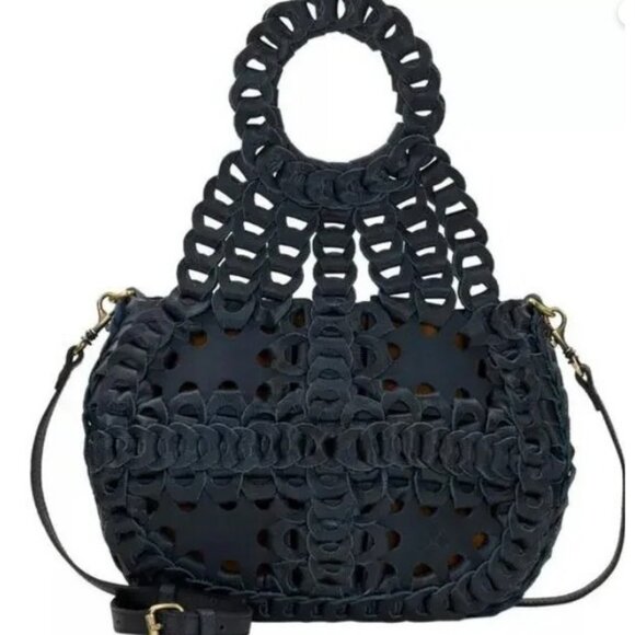 PATRICIA NASH Ticci leather flapover tote crossbody bag + Dust bag  BLUE DENIM - Picture 1 of 8